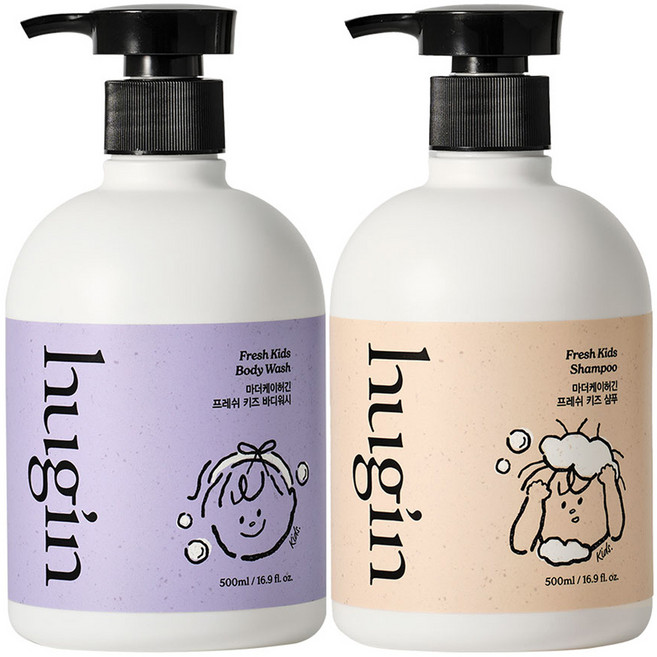 마더케이 허긴 아동용 저자극 프레쉬 바디워시 500ml + 샴푸 500ml 세트, 1세트