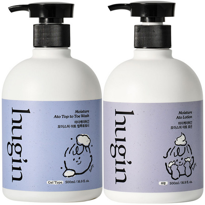 마더케이 허긴 유아용 올인원 아토 탑투토워시 500ml + 아토 로션 500ml 세트, 1세트