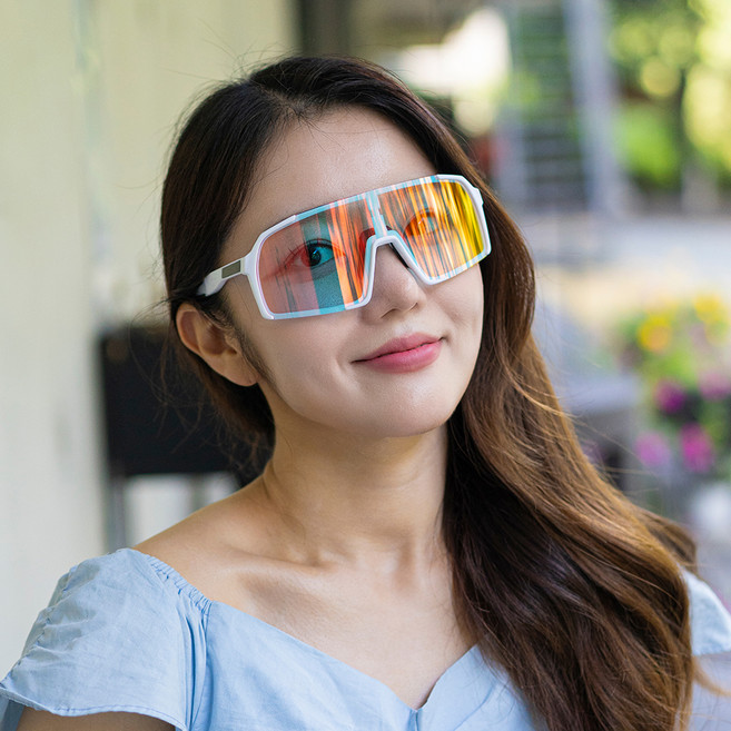 마하 클리어 스포츠 변색 고글, 화이트 + 레드, 1개