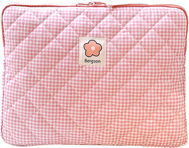 위니즈 체크 플라워 패션 태블릿 파우치 케이스 WZFLP201-P15, 핑크, 1개