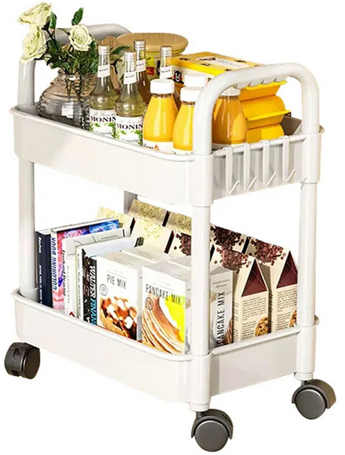 조인메이드 이동식 선반 트롤리, 화이트, 2단