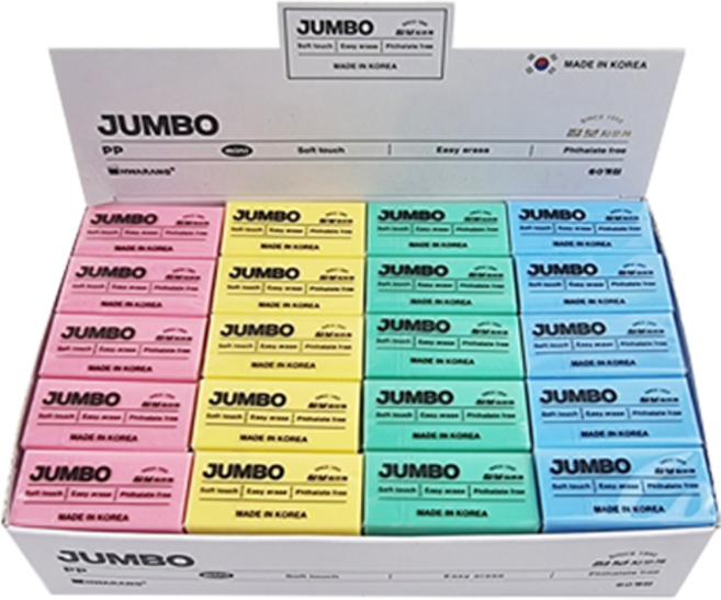 화랑 점보 pp 컬러 미니지우개 4종 x 15p 세트, 핑크, 그린, 옐로우, 블루, 1세트