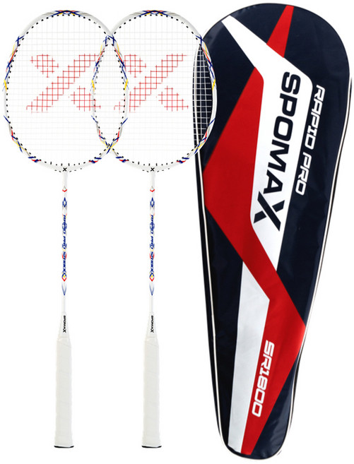 SPOMAX 래피드 프로 배드민턴 라켓 SR1800 2p + 풀커버 세트, 1세트