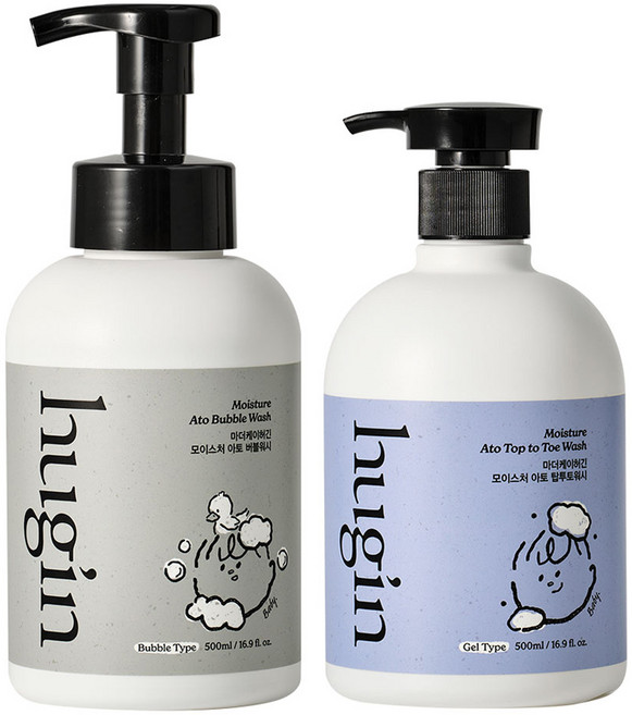 마더케이 유아용 허긴 올인원 아토 탑투토워시 500ml + 버블워시 500ml 세트, 1세트