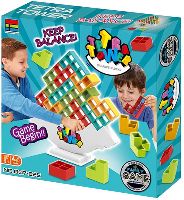 하늘썬별 테트라 타워 밸런스 블럭 게임, 혼합색상, 1개
