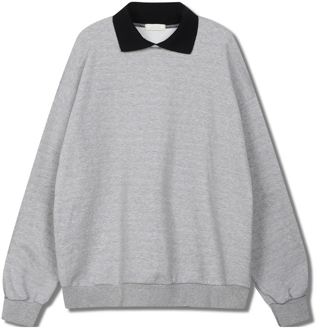 일루소 남녀공용 WD 특양면 이중 카라 오버핏 맨투맨