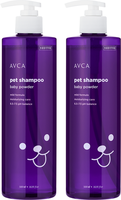 아브카 강아지 딥 모이스춰 마일드 샴푸 베이비파우더향, 500ml, 1개입, 2개