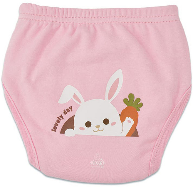 아가짱 유아용 프랜들리 6중배변훈련 팬티, 핑크색 토끼, 1개