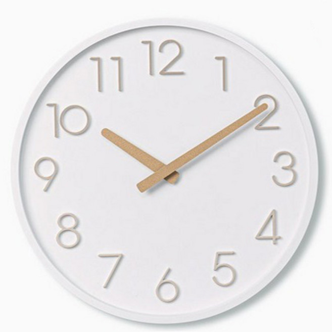 스위트하트 무소음 심플 엠보스 벽시계 280, 화이트