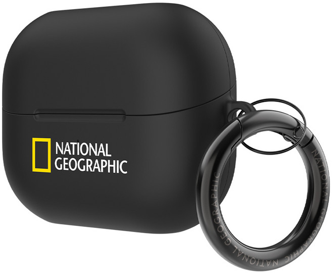 내셔널지오그래픽 브랜드로고 하드 케이스, 갤럭시 버즈3 / 버즈3 프로, 블랙, 1개
