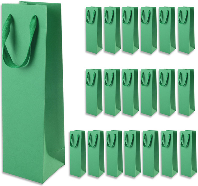 골든래빗 와인C 컬러 와인 종이백 9 x 28 x 8 cm, 그린, 20개