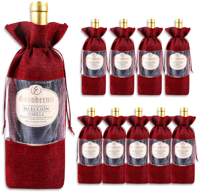 골든래빗 와인C 시스루 와인 포장백 15 x 30 cm, 레드, 10개