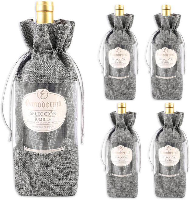 골든래빗 와인C 시스루 와인 포장백 15 x 30 cm, 그레이, 5개