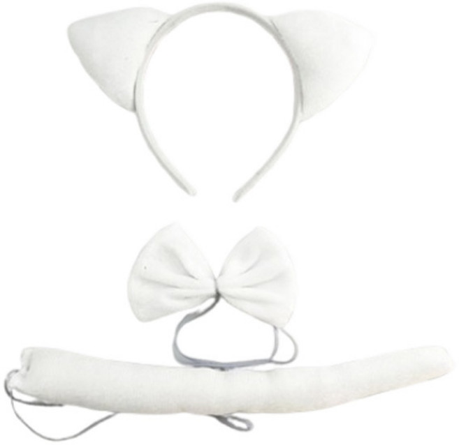 오와이규 코스프레 코스튬 머리띠 3종 세트, 흰 고양이 귀, 1세트