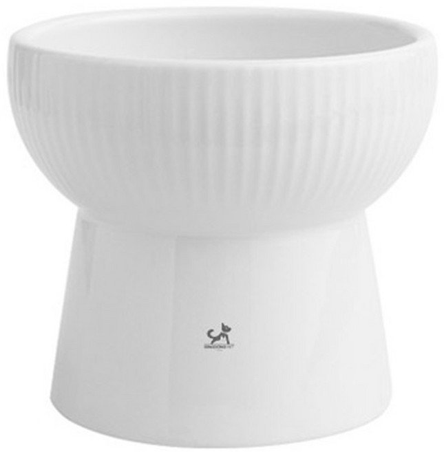 딩동펫 반려동물 하이라인 세라믹 식기, 화이트, 1개