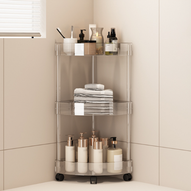 리빙공감 틈새 코너 다용도 트롤리 선반, 투명, 3단