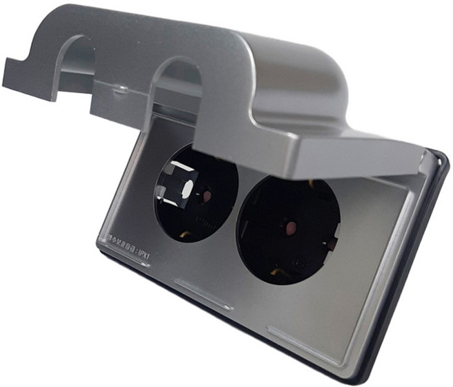 보에담 방우 콘센트 2구 가로 실버, 1개