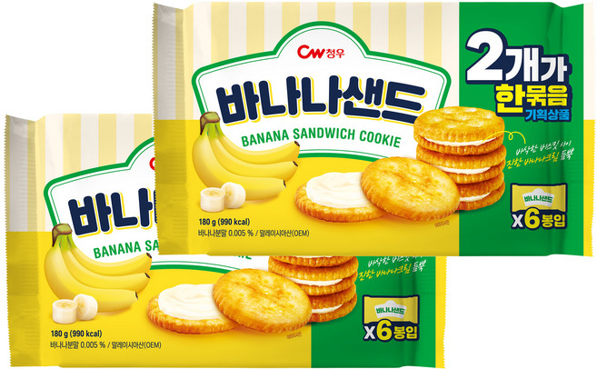 청우식품 바나나샌드 과자 2p, 1개, 360g