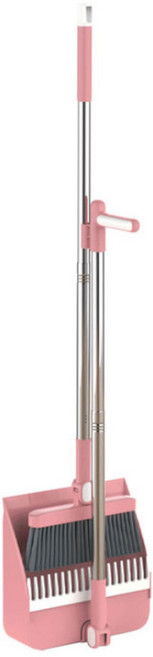 에버하우스 각도조절 빗자루 + 쓰레받이 세트, 1세트, 핑크