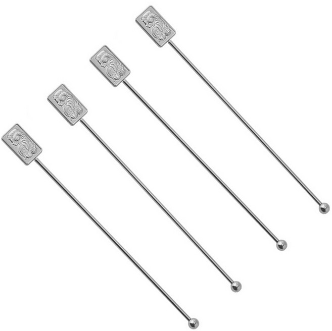 벨르디자인 고급 골드바 사각 머들러, 실버, 4개