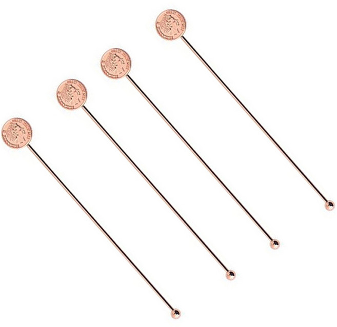 벨르디자인 고급 동전 엘리자베스 원형 머들러, 로즈골드, 4개