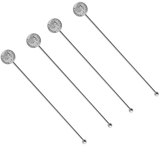 벨르디자인 고급 동전 엘리자베스 원형 머들러, 실버, 4개