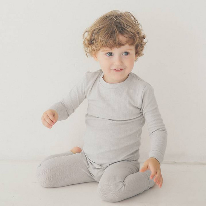 배냇베이비 아동용 펀칭 모달 긴팔 실내복 세트