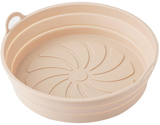 살림의기술 실리콘 접이식 에어프라이어 용기 원형, 핑크베이지, 1개