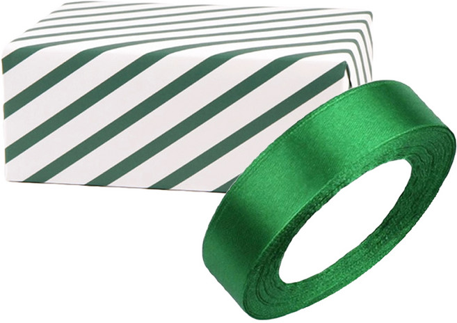 아이엔피 기프트 포장지 6p + 공단리본 세트, 스트라이프 그린(포장지), 그린(공단리본), 1세트