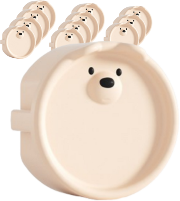 원더파파 귀여운 곰돌이 콘센트 안전마개, 베이지크림, 12개