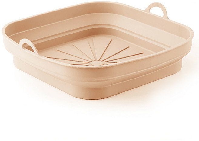 살림의기술 실리콘 접이식 에어프라이어 용기 사각형, 핑크베이지, 1개