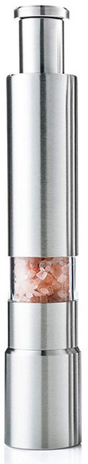 살림의기술 후추 소금 버튼 푸쉬 그라인더 실버, 1개