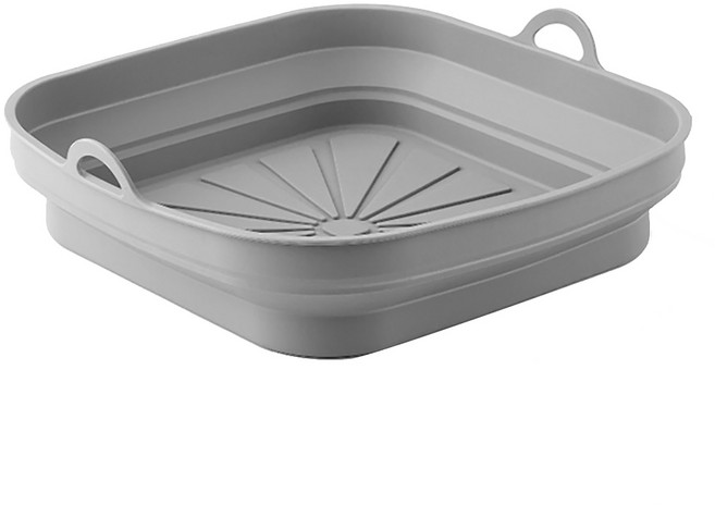 살림의기술 실리콘 접이식 에어프라이어 용기 사각형, 그레이, 1개