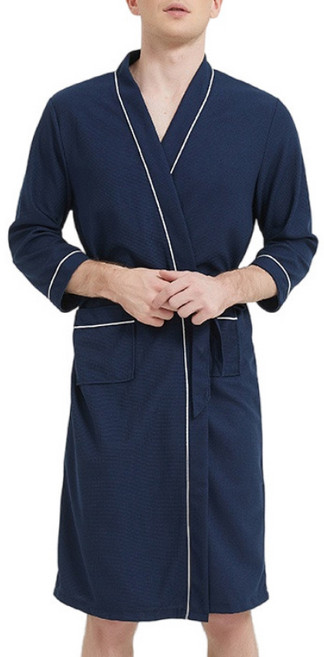 원이네 와플 가운 XL 폴리에스터, 네이비, 1개