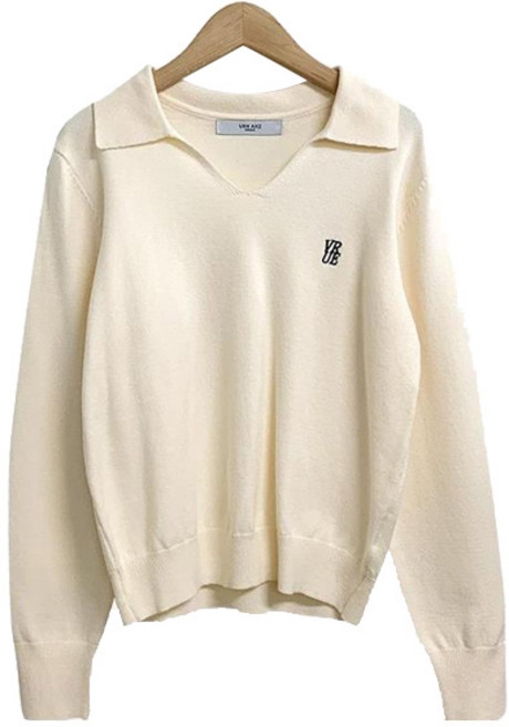 반에이크 여성용 자수 카라 니트