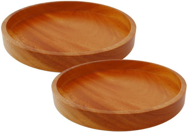 부엌다옴 마호가니 우드 원형 플레이트 18cm, 2개, 단품, 혼합색상