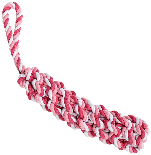 딩동펫 강아지 대형 로프 꽈배기 실타래 장난감, 핑크, 1개