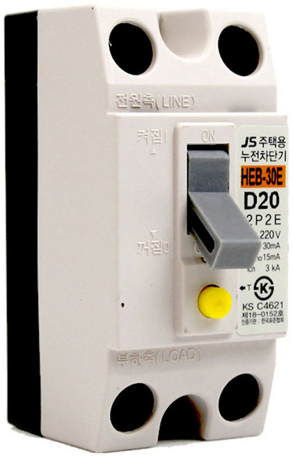 JS산전 주택용 누전차단기 2P20A, 1개