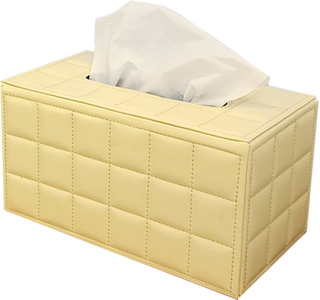 노바리빙 엠보 사각 티슈케이스, 버터옐로우, 1개