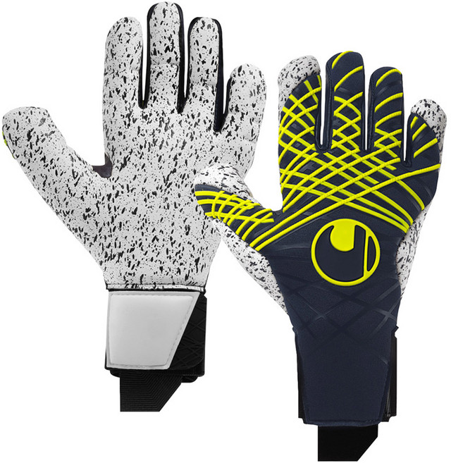울스포츠 프리딕션 슈퍼그립+ HN 축구장갑 양손착용 세트 101133001, 네이비 + 화이트 + 플로우 옐로우, 1세트