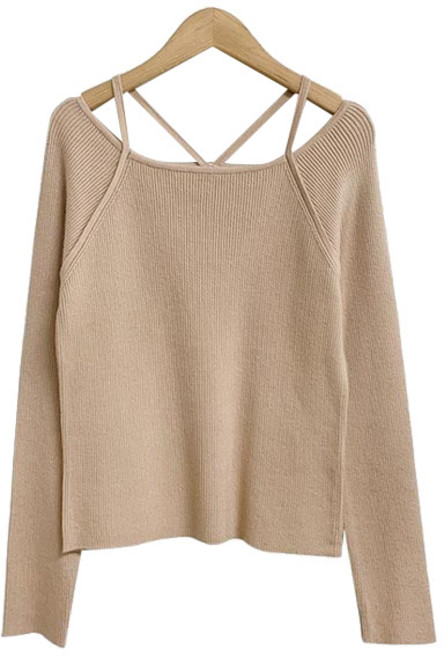 반에이크 여성용 백 스트링 슬림핏 니트