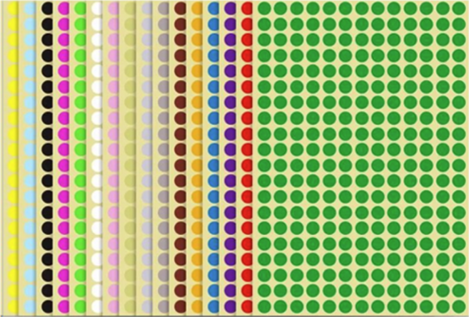 타이탄 다이어리 팬시 도트 스티커 8mm 16종 세트, 혼합색상, 1세트