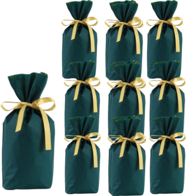 스타리움 간편 리본 선물 포장 부직포 봉투, 그린, 10개