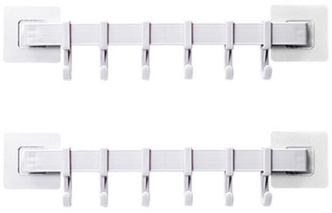 일상나눔 다용도 무타공 흡착형 실리콘 수건걸이 6구, 화이트, 2개