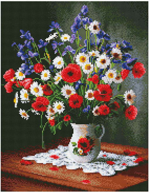 DIY 보석십자수 키트, W13 삼색 꽃화병, 1개