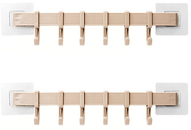 일상나눔 다용도 무타공 흡착형 실리콘 수건걸이 6구, 베이지, 2개