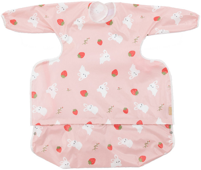 베이비클로 자기주도 이유식 턱받이 긴팔 지퍼형, 토끼핑크, 1개입, 1개