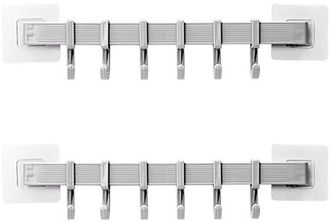 일상나눔 다용도 무타공 흡착형 실리콘 수건걸이 6구, 그레이, 2개