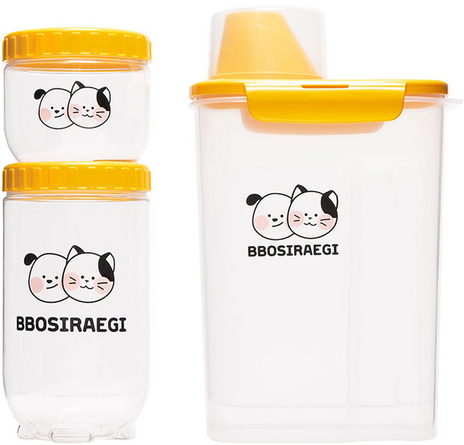 뽀시래기 반려동물 사료보관통 3종 세트, 혼합색상, 1세트