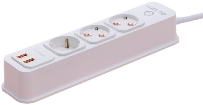 클릭탭 소화패치 콘센트 USB형 3구 QCM-UQ2, 1개, 로즈골드, 1.5m